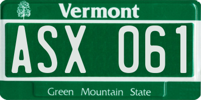 VT license plate ASX061