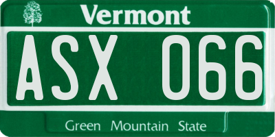 VT license plate ASX066