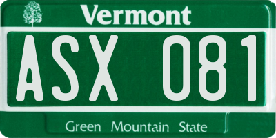 VT license plate ASX081
