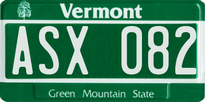 VT license plate ASX082