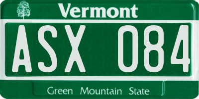 VT license plate ASX084