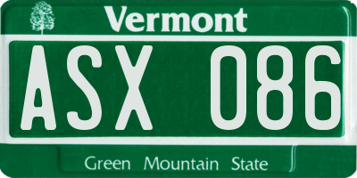 VT license plate ASX086
