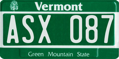 VT license plate ASX087