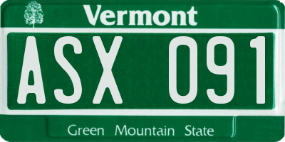 VT license plate ASX091