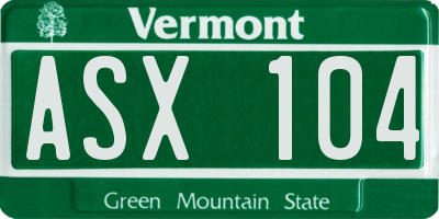 VT license plate ASX104