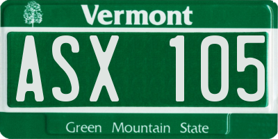 VT license plate ASX105