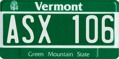 VT license plate ASX106