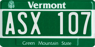 VT license plate ASX107