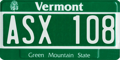 VT license plate ASX108