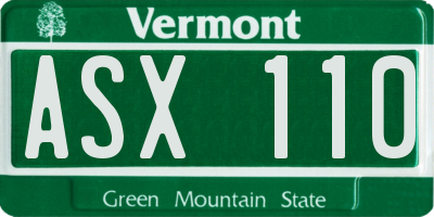 VT license plate ASX110