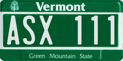 VT license plate ASX111