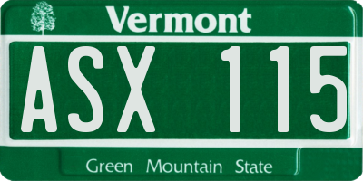 VT license plate ASX115