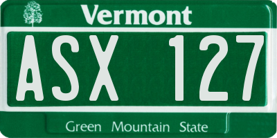 VT license plate ASX127