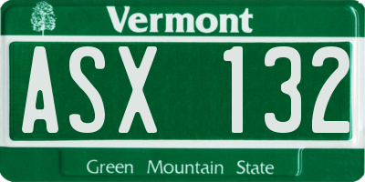 VT license plate ASX132