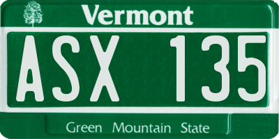 VT license plate ASX135