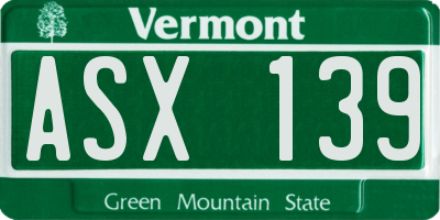 VT license plate ASX139