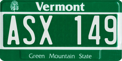 VT license plate ASX149