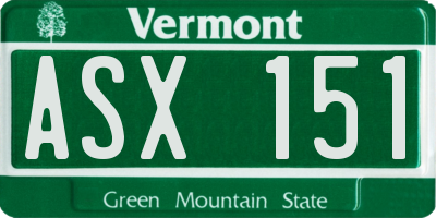VT license plate ASX151