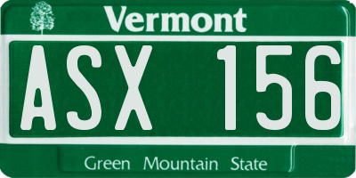 VT license plate ASX156