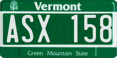 VT license plate ASX158