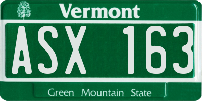 VT license plate ASX163