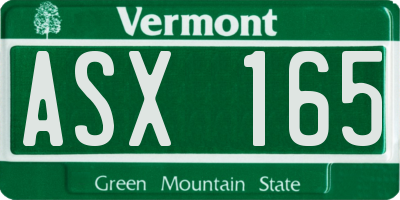 VT license plate ASX165