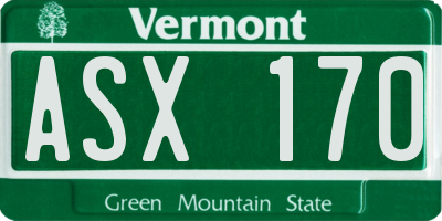 VT license plate ASX170