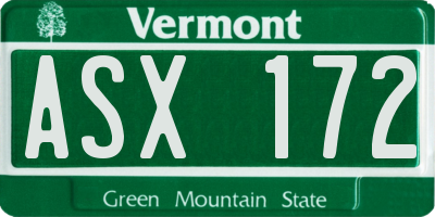 VT license plate ASX172