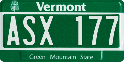 VT license plate ASX177