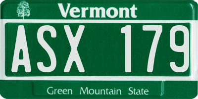 VT license plate ASX179