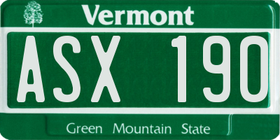 VT license plate ASX190
