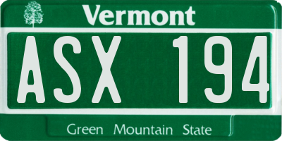 VT license plate ASX194