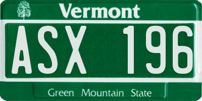 VT license plate ASX196