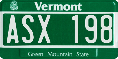 VT license plate ASX198