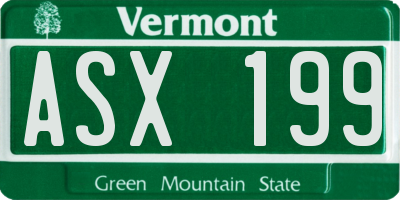 VT license plate ASX199