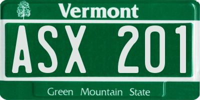 VT license plate ASX201