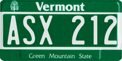 VT license plate ASX212