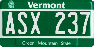 VT license plate ASX237