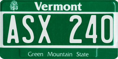 VT license plate ASX240