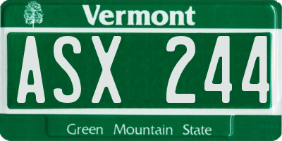 VT license plate ASX244
