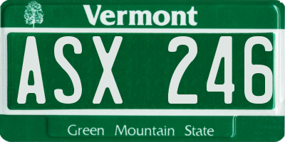 VT license plate ASX246