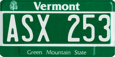 VT license plate ASX253