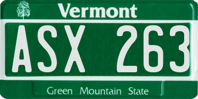 VT license plate ASX263