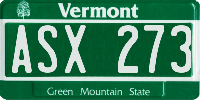 VT license plate ASX273