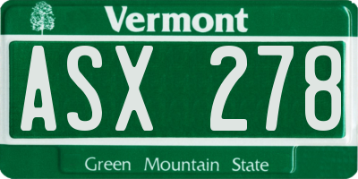 VT license plate ASX278