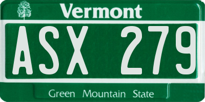 VT license plate ASX279