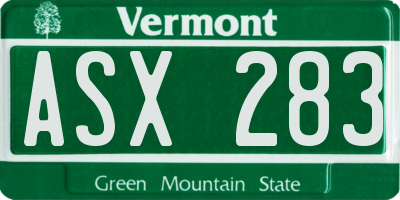 VT license plate ASX283