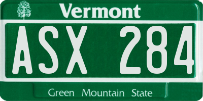 VT license plate ASX284