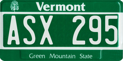 VT license plate ASX295