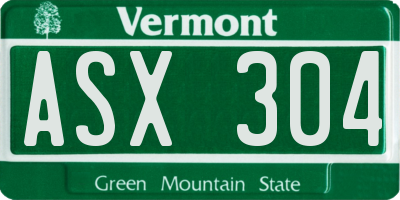 VT license plate ASX304